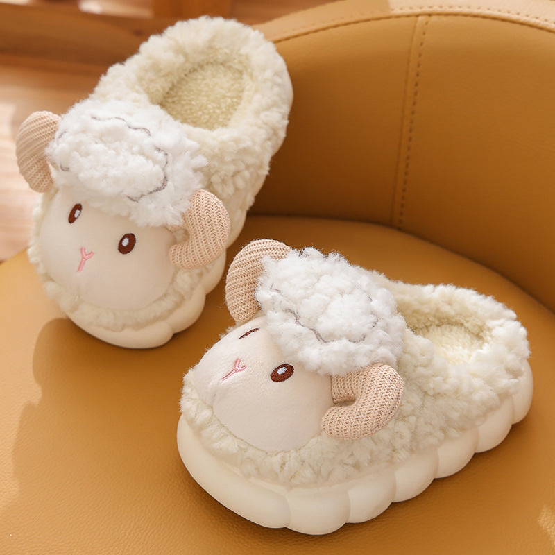 Cartoon Cotton Slippers – Fluffy Indoor Kids Shoes Haielin