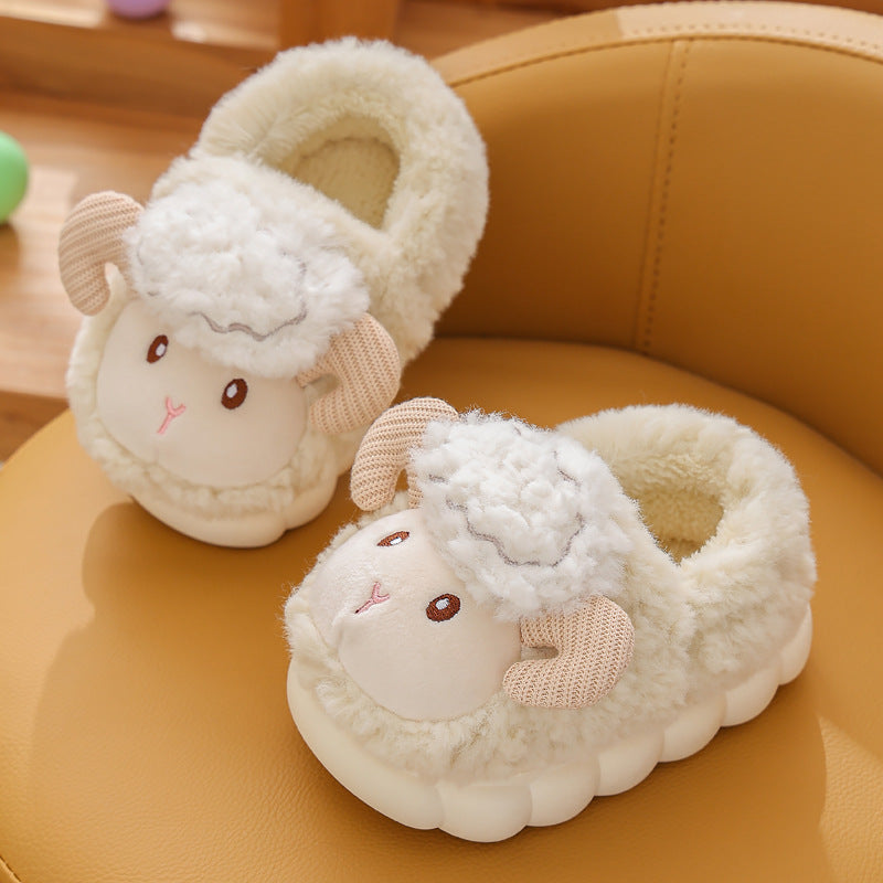 Cartoon Cotton Slippers – Fluffy Indoor Kids Shoes Haielin