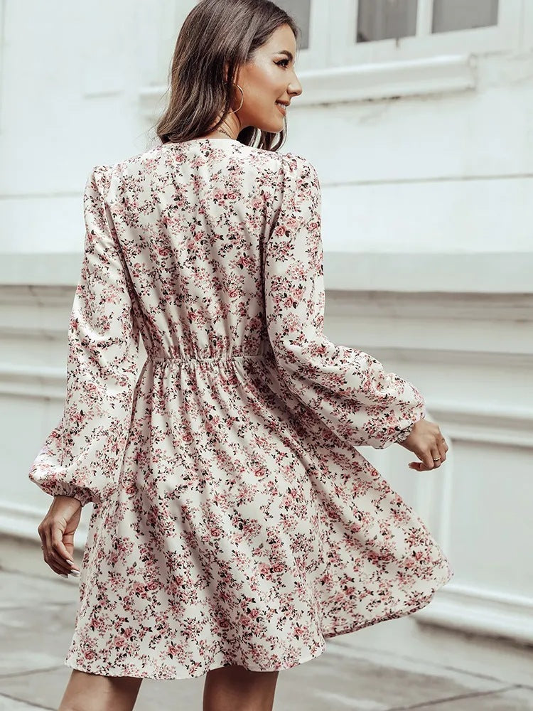 Floral Printed Dress – Elegant Long Sleeve Women’s Outfit Haielin