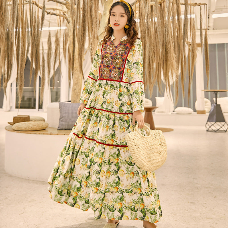 Women’s Printed High-Waisted V-Neck Skirt-Chic Casual Look Haielin