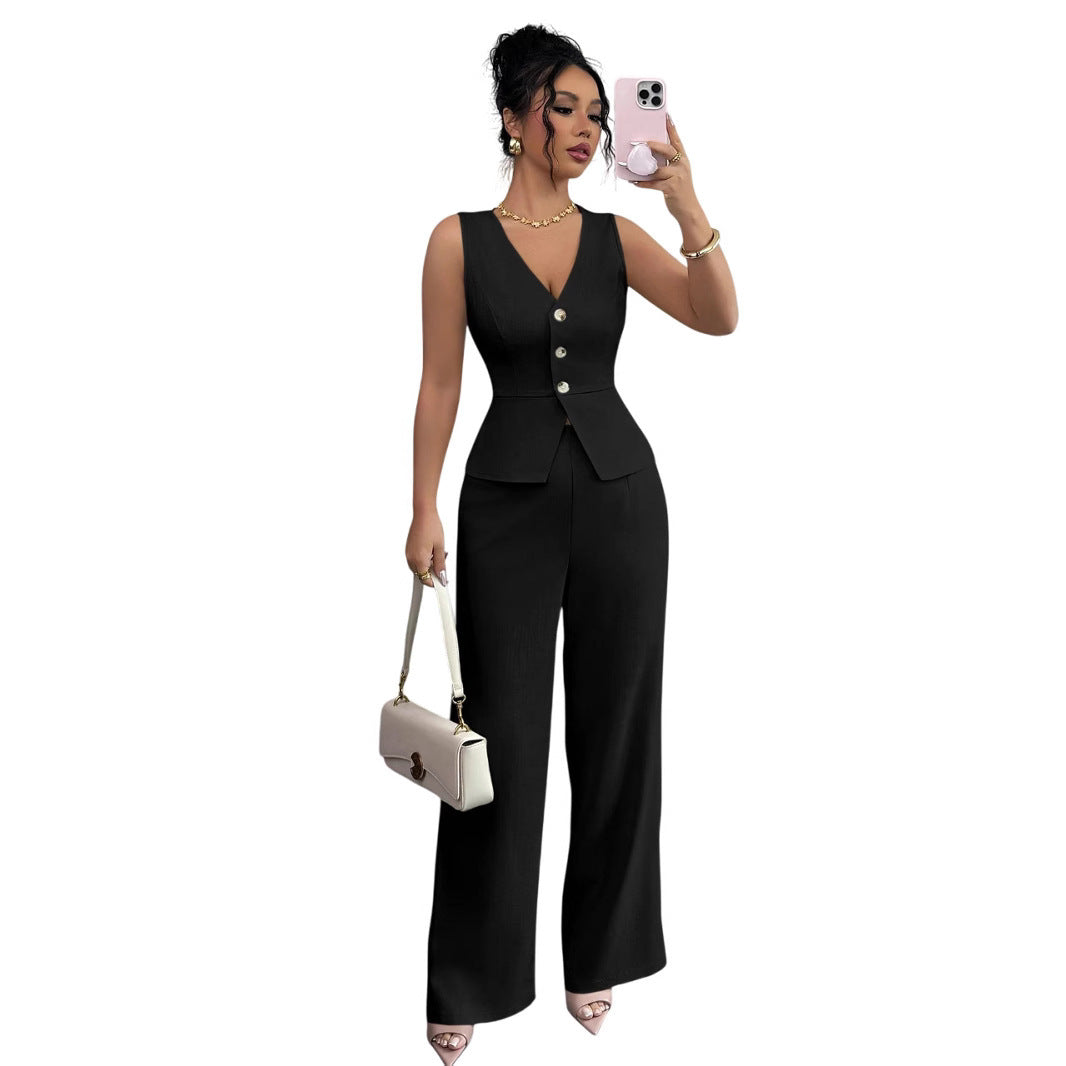 Solid Color Sleeveless Two Piece Set – Chic Casual Fit Haielin